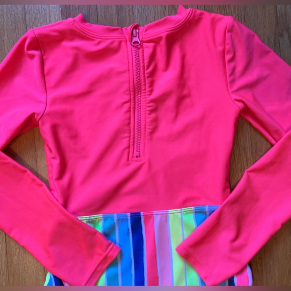 Cat & Jack long sleeve swim suit - one piece rash guard - zipper, rainbow - Picture 7 of 10